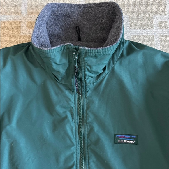 L.L. Bean Fleece Lined Warm-Up Jacket Full Zip Winter Outdoor Coat Green XXL - Picture 8 of 9